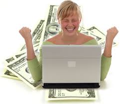 Make Money Blogging - happy woman at computer