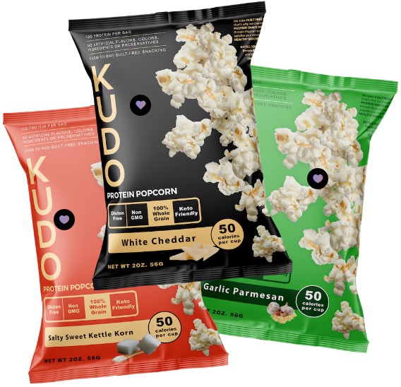 Guilt Free Snacks - 3 bags of Kudo Popcorn
